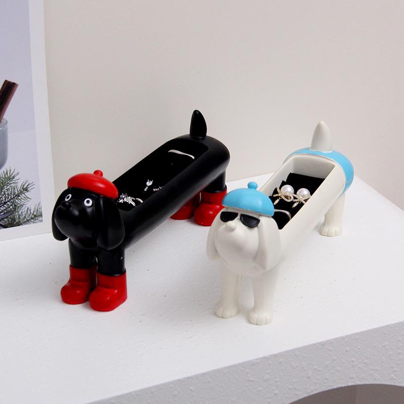 Generic Cute Dachshund Jewelry Holder Sponge Ring Earring Display Stand Desktop Storage Organizer Decorative Tray Gift For Girls