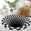 Optical Illusion Black Hole Carpet Print Round Rug, Living Room, Bedroom, Playroom Carpet, Non Slip Floor Mat, Gift