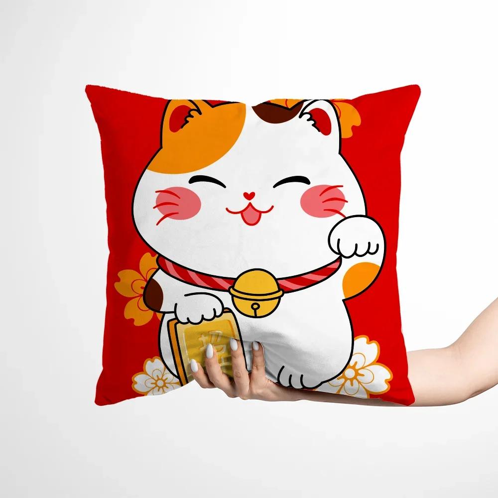 Decorative Cushions for Sofa Pillow Cover Fortune Cat Twin Size Bedding Cushion Cover Bedroom Decoration Living Room