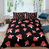 Wild Mushroom Duvet Cover Set Burgundy Plant Bedding Set Comforter Soft Polyester King Queen Size With Pillowcase