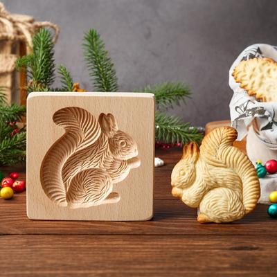 Moule à biscuits en bois de Noël Cutter à biscuits en bois sculpté Moules de cuisson 3D pour cuisine Outil de décoration DIY