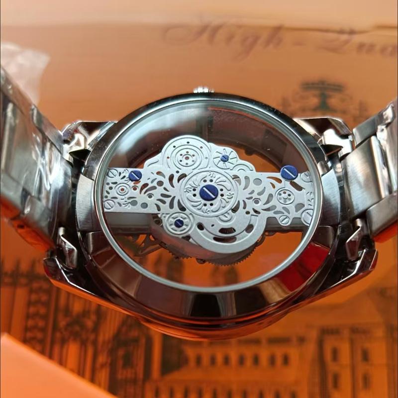 Luxury Brand Mens Watches Fashion Double-sided Hollow Dial Steel Quartz Wristwatch Waterproof Business Men's Clock