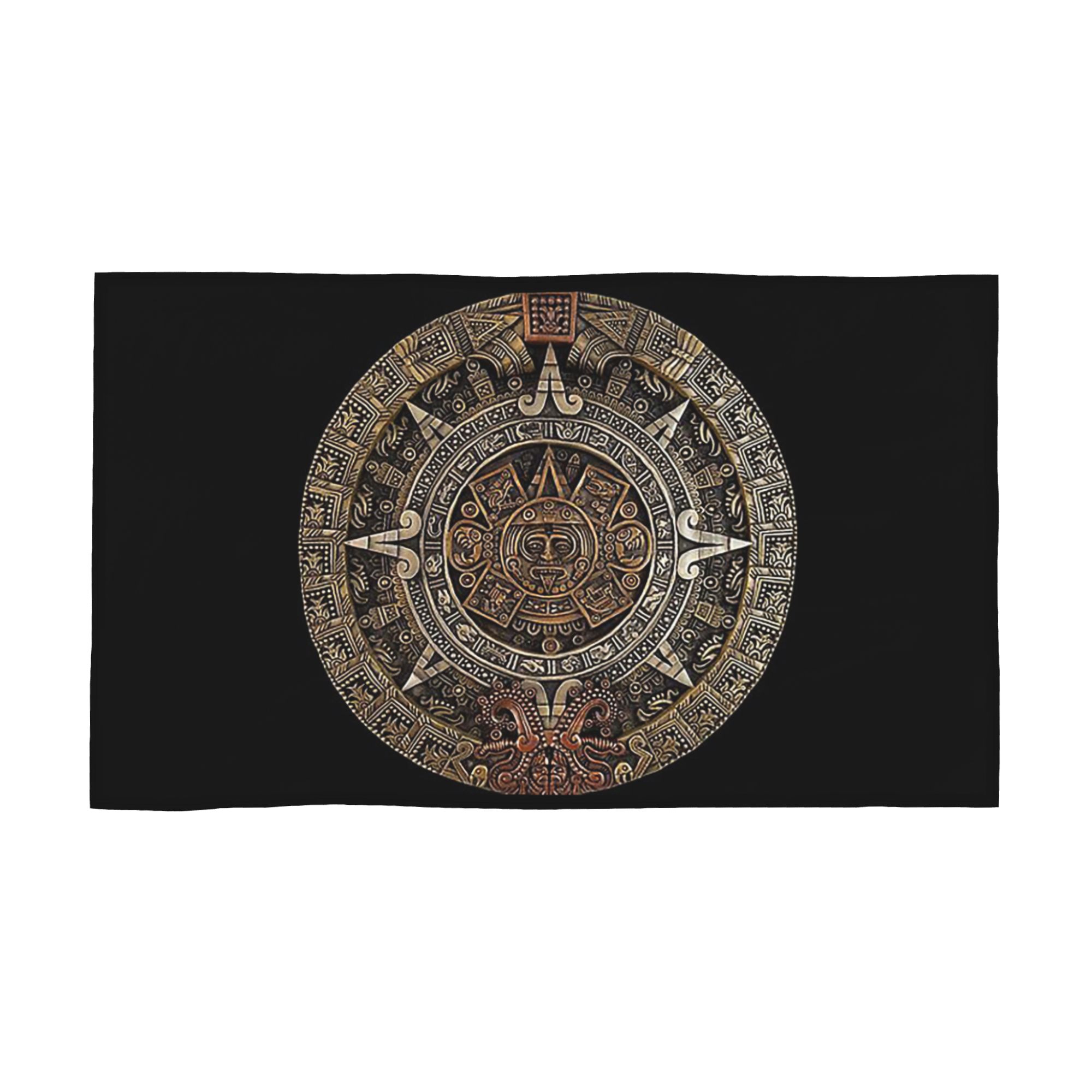 

AztecMayan Calendar in Gold and Bronze Soft Face Towel Quick Dry Pool Bath Cotton Towels Breathable W40*H60(CM)