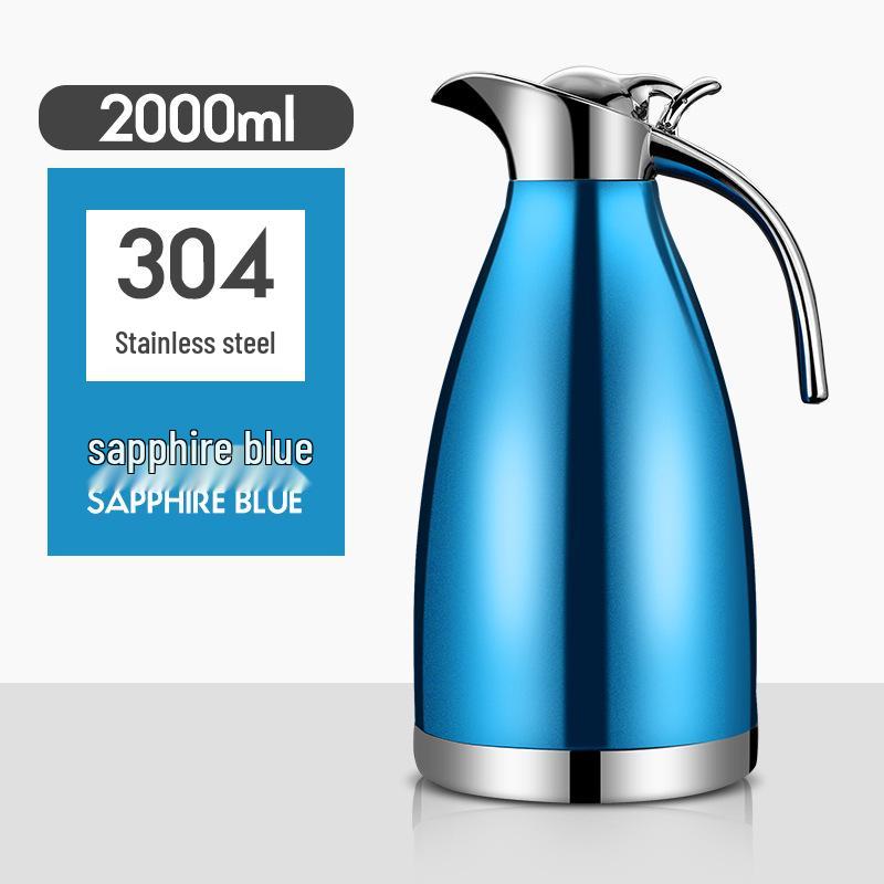 2L European-Style Insulated Vacuum Coffee Pot, 304 Stainless Steel - Keeps Drinks Hot or Cold