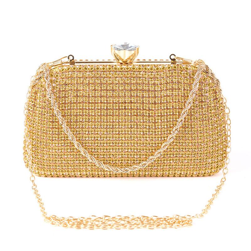 Diamanten Abendtaschen für Damen Silber Gold Luxus Umhängetaschen Hochzeitsparty Bankett Clutch Tasche Einfache Strass Handtaschen