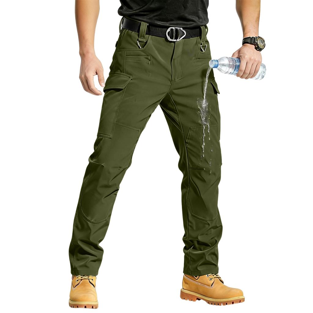 Men Cargo Pants Multi Pocket Outdoor Straight Fit Durable Utility Trousers with Belt Loop Zipper Closure