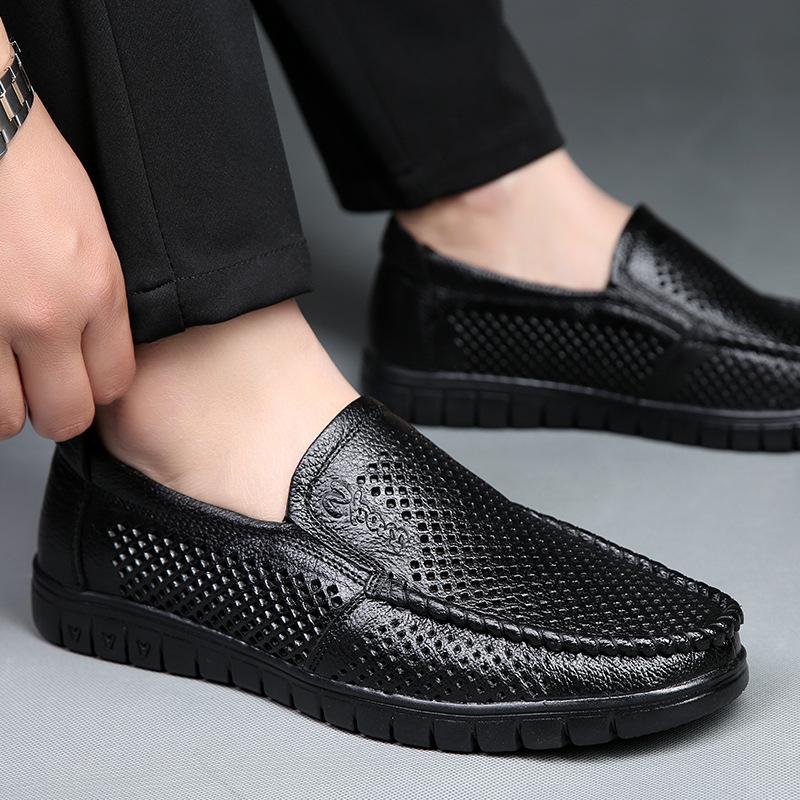 Leather Shoes Men'S Breathable Leather Hollow Hole Sandals Young Men'S Business Leisure Cool Leather Shoes Are Available In Stock