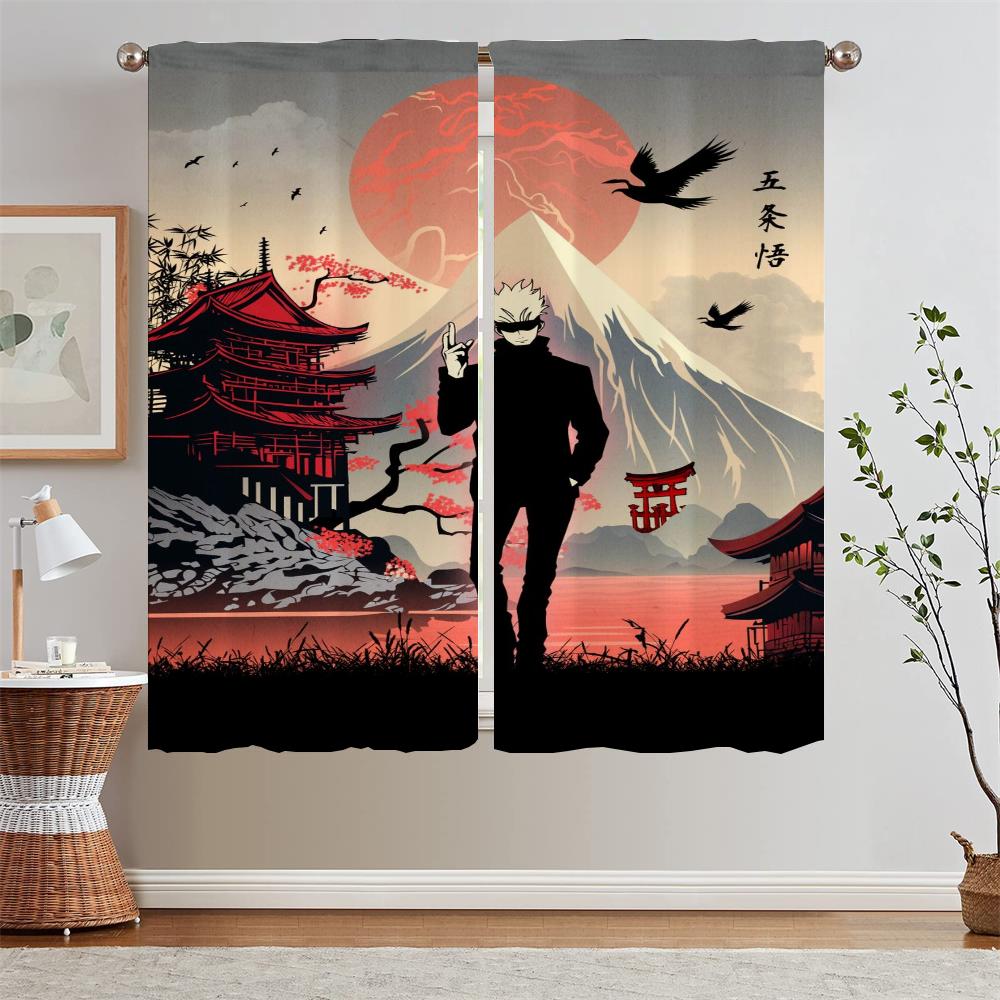Jujutsu Kaisen Curtain Tulle for Living Room Decoration Youth Room Curtains Blackout Kitchen Curtains 2 Pcs Set Blind Tentacles