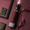 Automatischer Regenschirm mit reflektierendem Streifen, umgekehrter LED-Lichtschirm, drei faltbare umgekehrte 10 Rippen ohne Batterie