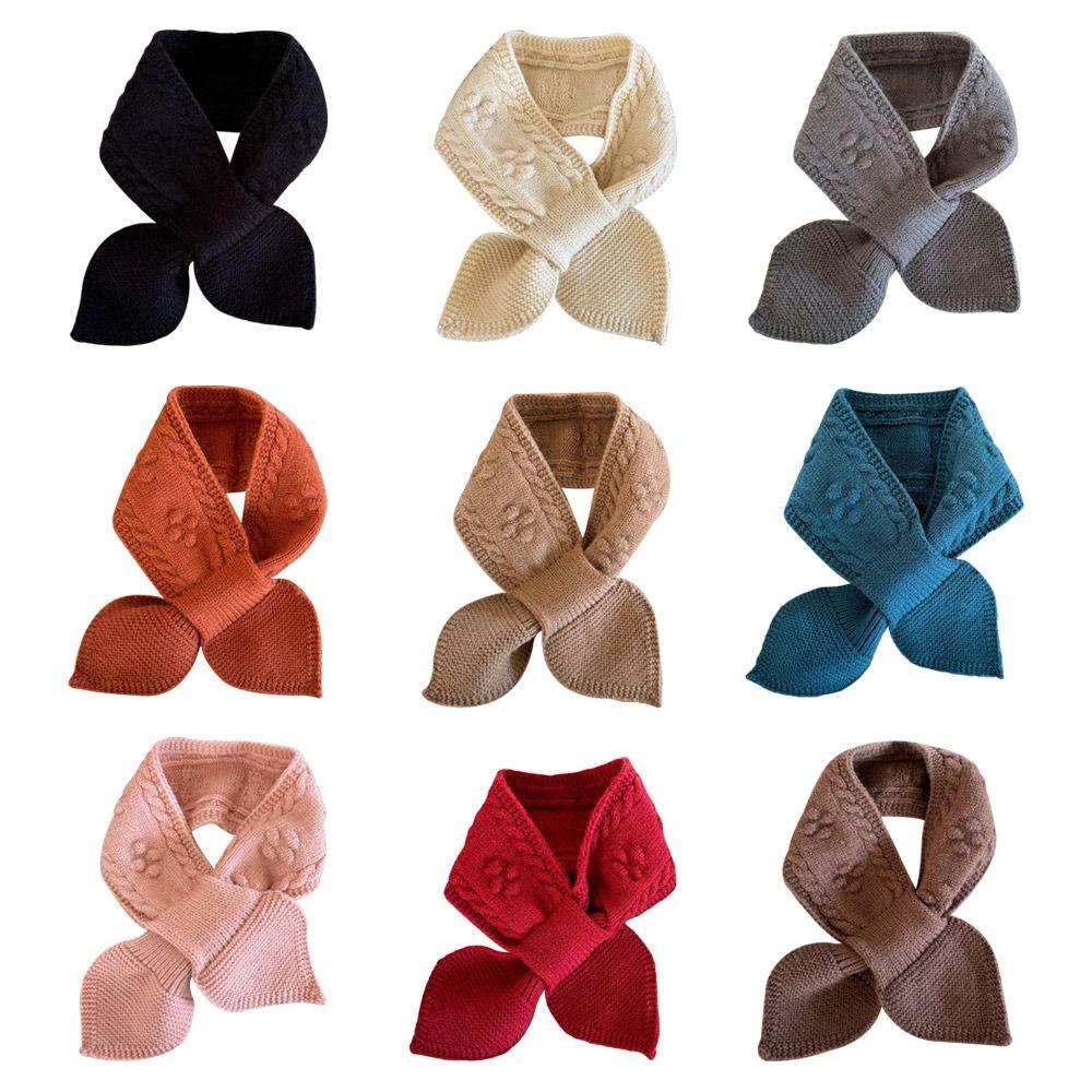 Warm Neck Warmer Thick Knitted Scarf Simple Children Shawl Baby Boys Girls