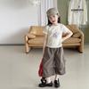 Summer Kids Fashion Spicy Girl Puppy Print Cropped T-Shirt – Slim Fit, Short Sleeve Top for Girls