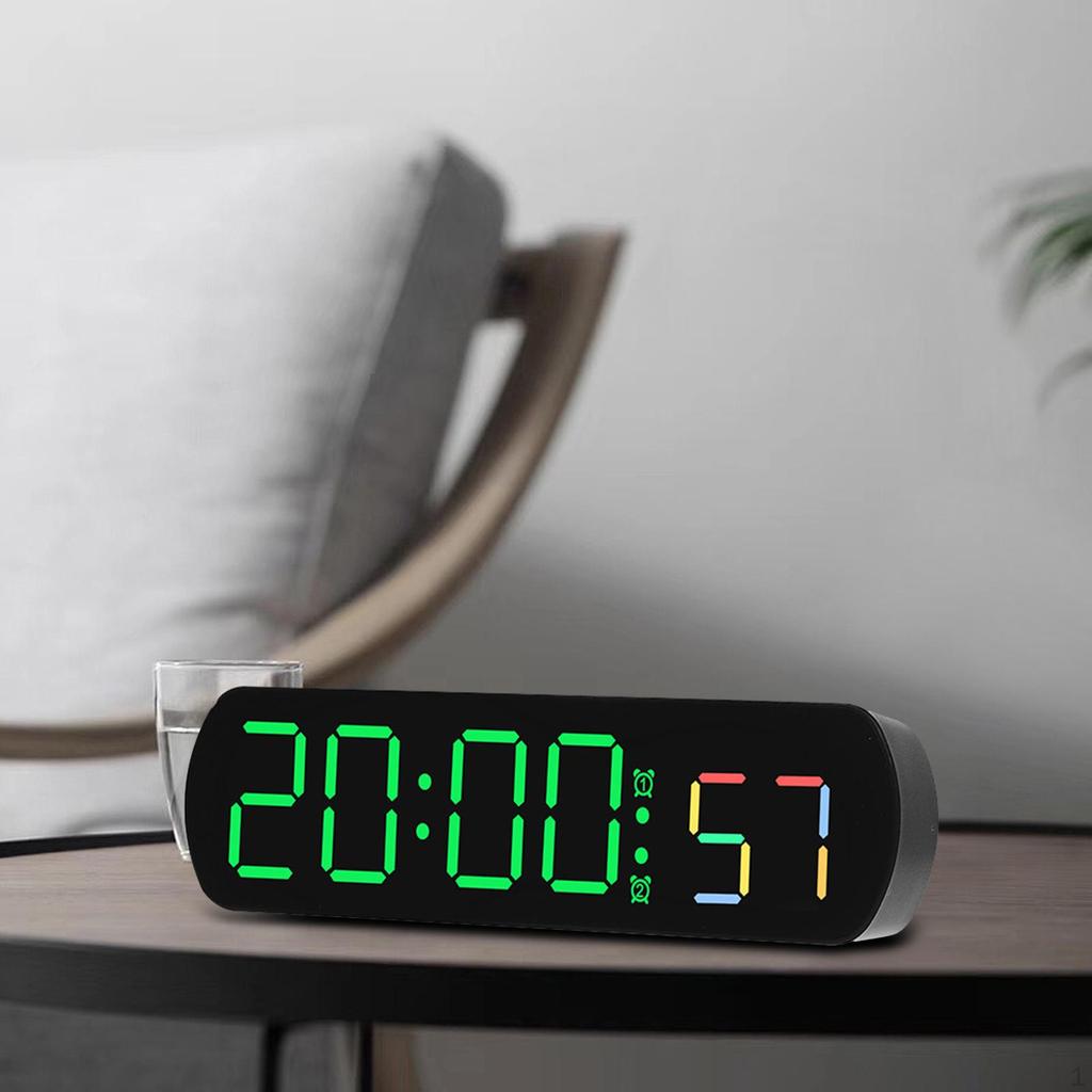 Digital Alarm Clock Electronic Desktop Silent Adjustable Brightness Multifunctional Table