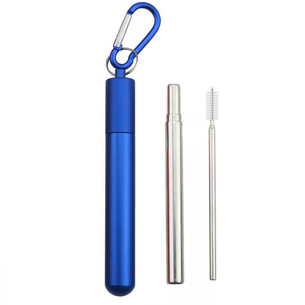 Reusable Telescopic Straw 304 Stainless Steel Metal Straw with Cleaning Brush Collapsible Portable Drinking Straw Set for Travel