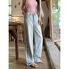 2024 New High Waist Denim Trousers Women Summer Design Sense Bow Embroidery All-Match Wide Leg Mop Pants Fashion
