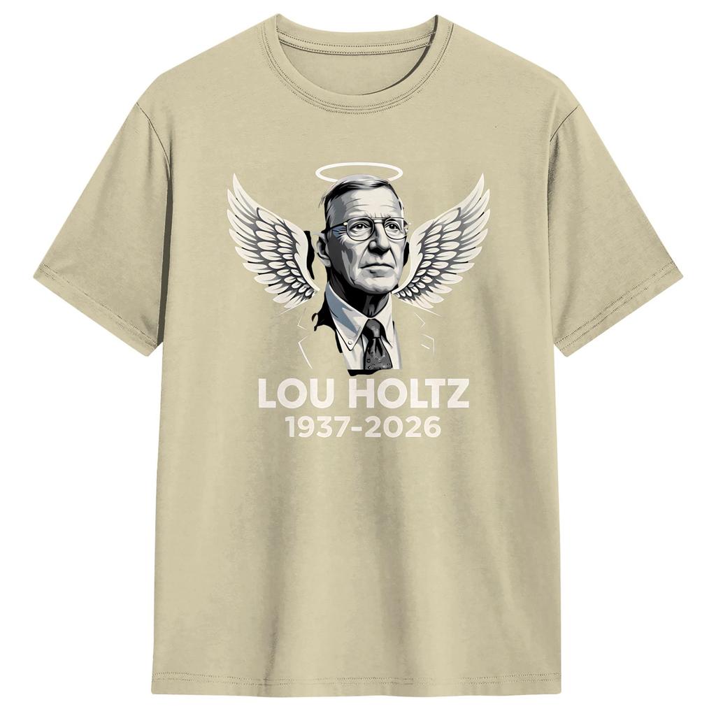 Humorous Lou Holtz RIP TShirts Men Round Collar Cotton T Shirts Short Sleeve Tees Plus Size Clothing
