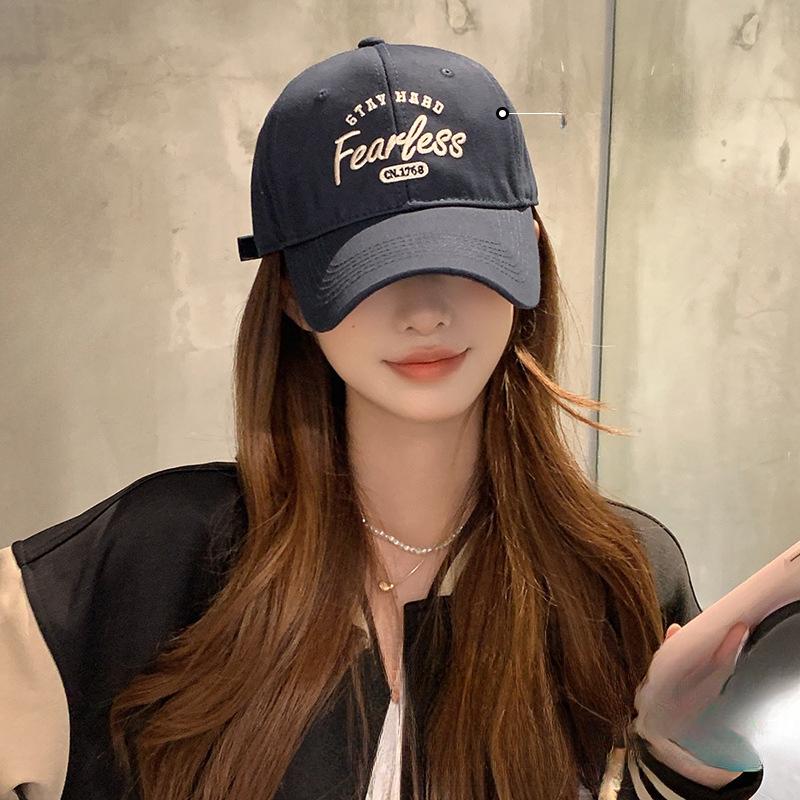 Baseball Cap Men and Women's New Hat Hard Top and Deep Wide Hat Brim Big Head Circumference Showing Small Solid Color Baseball Cap