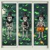 Waterproof Window Stickers Halloween Glow-in-the-Dark Cling, Spooky Ghost Skeleton Glass Sticker, Removable Decor Static Decal for Holiday Party