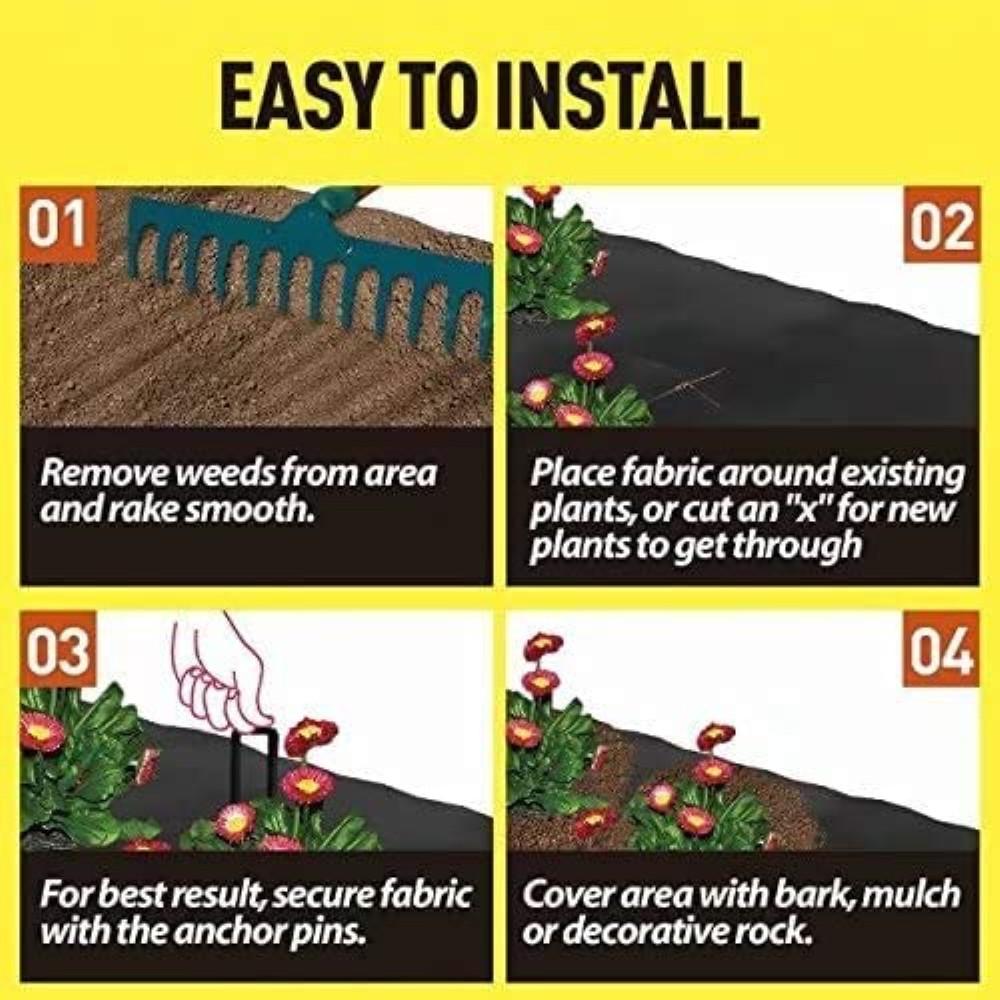 3.2 Oz., 6.5 Ft. X 300 Ft. Landscape Fabric Weed Barrier Ground Cover Garden Mats for Weeds Block In Raised Garden Bed