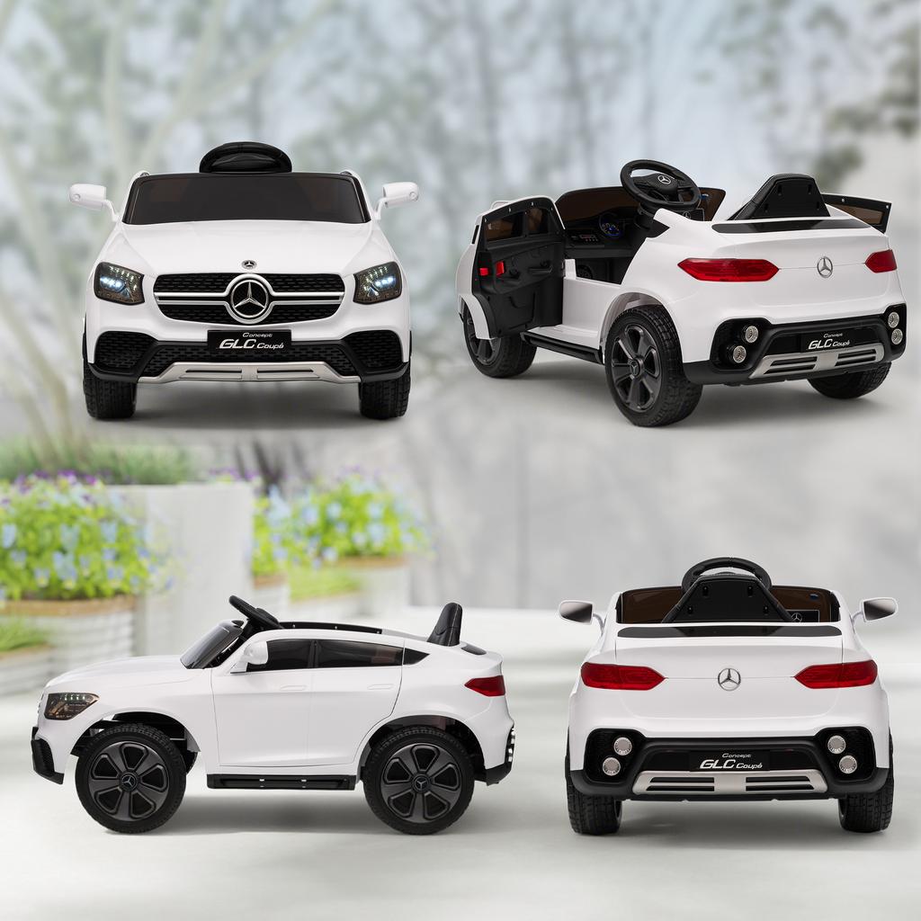 Elektroauto für Kinder, 12V Kinderauto mit Fernbedienung, LED-Lichter, Musik, 3 Geschwindigkeiten, 3-6 Jahre, Weiß
