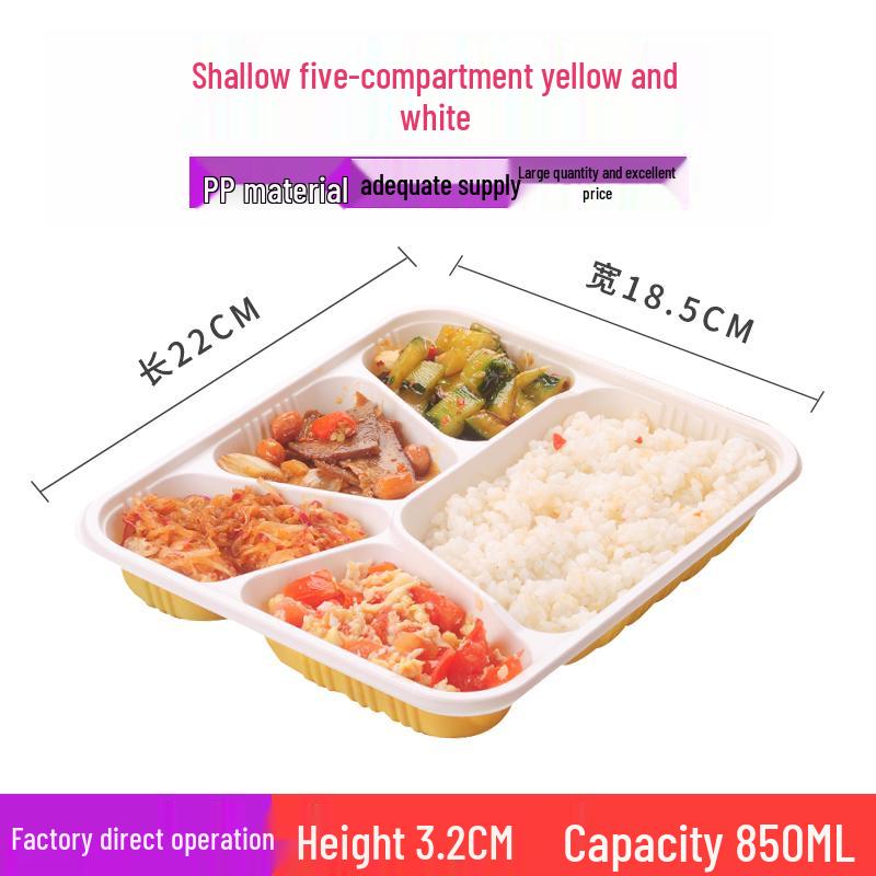 Four-Grid Disposable Plastic Bento Lunch Box with Lid, Multi-Compartment Food Packaging Container.