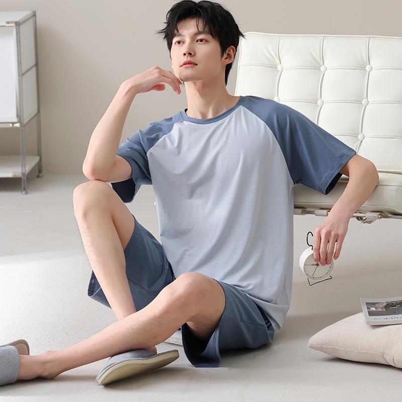 Men's pajamas men's summer 1011 new modal cotton short-sleeved large-size boys' summer simple loungewear