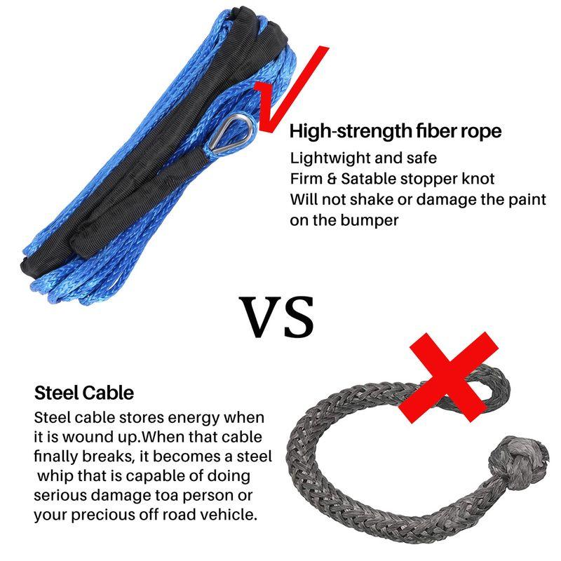 R2-7700Lbs Electric Winch Rope Nylon Rope High Strength Fiber Rope 6Mmx15m Car Trailer Rope Trailer Belt синий
