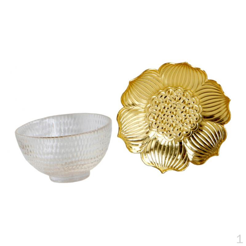 

Cup & Metal Saucer Set Exquisite Teaware Glassware Small Cup with Golden