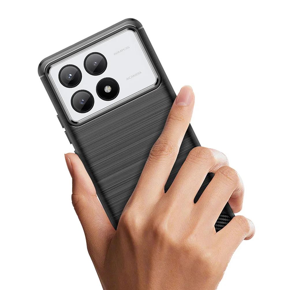עבור Xiaomi Poco X6 PocoX6 Pro Case Armor סיבי פחמן TPU רך סיליקון כיסוי מאחור לטלפון כיסוי נרתיק