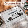 Car Racing Theme Soft Crystal Velvet Rug Custom Name & Text Print Non Slip Floor Rug for Bedroom Living Room