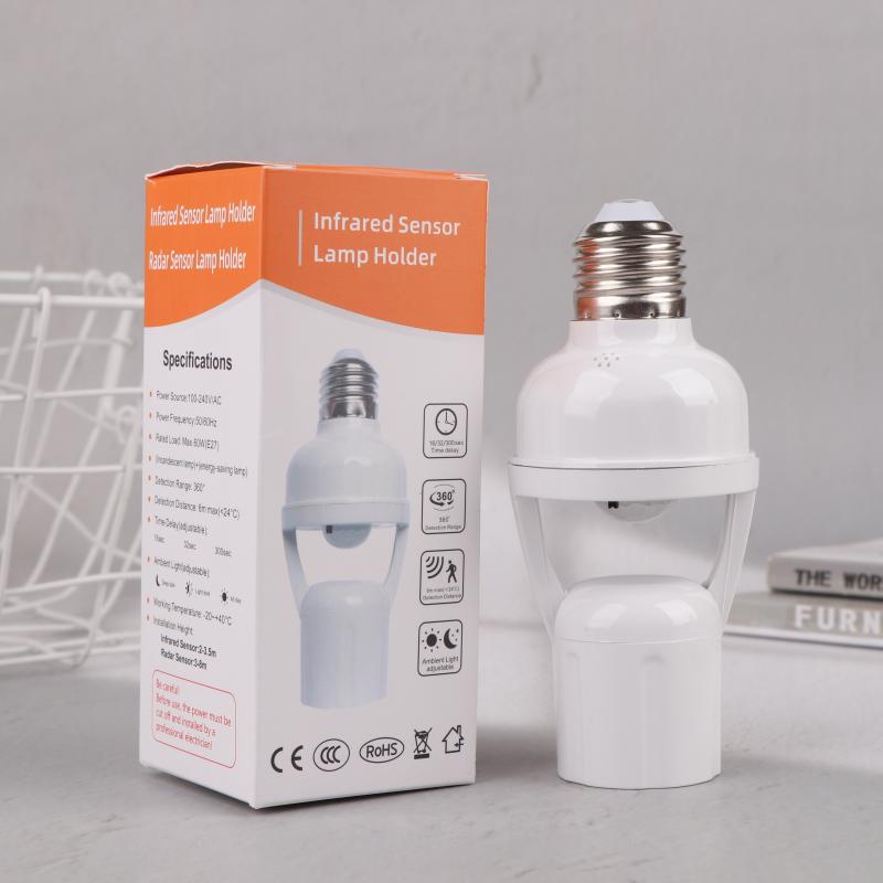 E27 Socket Converter With Pir Motion Sensor Led Lamp Base Intelligent Switch Light Bulb Holder Ac 85-265V Dimming Delay Control