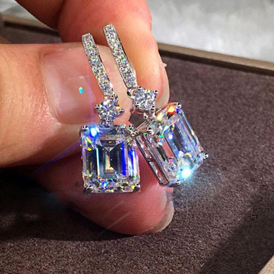 1 Pair Earrings Fine Workmanship Decoration Alloy Women Square Shape Earrings for Daily Life