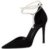 Fashion New Popular Women Thin Heels Hollow Sandals Woman Pearl Butterfly Pointed Toe High Heels Pumps Women's Drees Shoes Wedding Shoes
