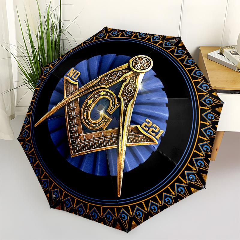 Masonic Square and Compasses Symbol  Umbrella, Portable 3-Fold Umbrella for Men & Women