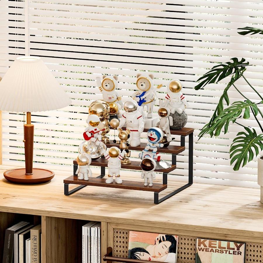 Spice Rack 4Tier Step Shelf Countertop Spice Storage Holder Spice Rack Organizer for Cabinet Kitchen Countertop Coffee Syrup Ra