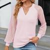 HNXC Moda damska Casual, jesienno-zimowa, jednokolorowy nadruk Bluzki i koszule z długim rękawem i dekoltem w kształcie litery V