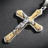 Klassische Mode Kreuz Jesus Anhänger Herren Halskette Glaube Schmuck (mit Silberkiel