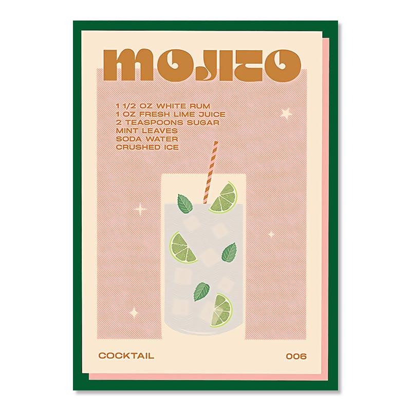 Cocktail Mojito Juice Drink Poster Bar Vintage Wall Painting Nordic Poster and Print Living Room Decorative Wall Picture Cuadros