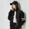 European trendy knitted splicing light down jacket women's winter fashion contrasting color striped stand-up collar casual jacket