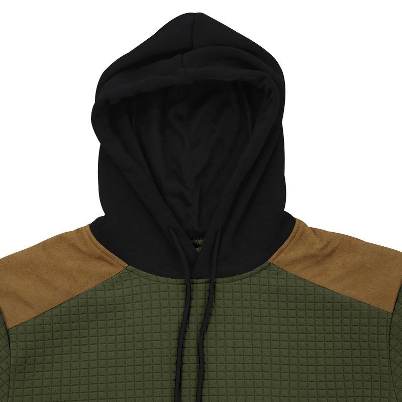 Autumn Winter Hoodie Men's Jacquard Color Blocked Hoodie Long Sleeved Hooded Pullover Casual Hoodie