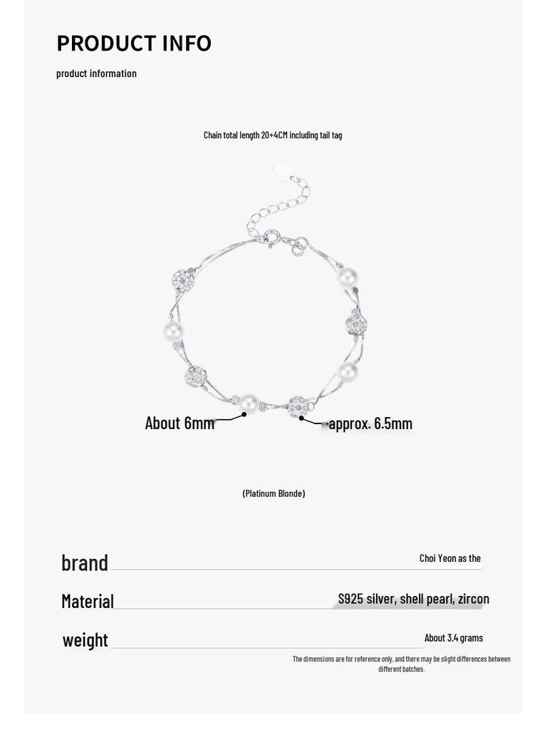 Cuiyan S925 Silver Double-Layer Star Bracelet with Imitation Pearls - Light Luxury Korean Style for Women