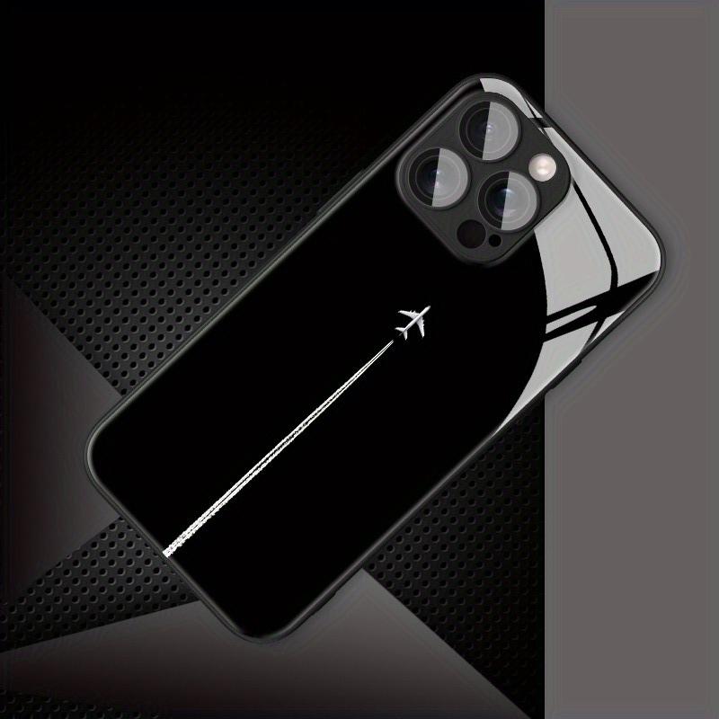 Himmel Flugzeug Kondensstreifen Muster Gehärtetes Glas Schwarze Harte Handyhülle Für Samsung Galaxy S25 S24 S23 Ultra Plus FE Abdeckung