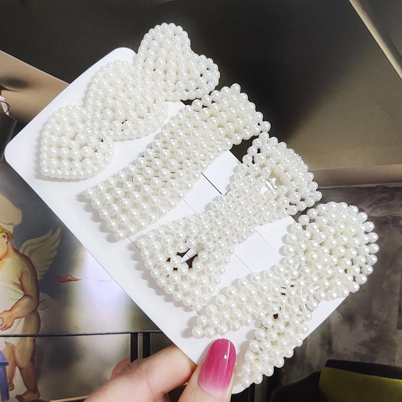 Pearl Hair Clip For Women Korean 3/4pcs Geometric Hairpins Set Hair Berrettes Girl Hairgrip Side Clip Hair Accessories