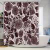 Delightful Pink Floral Shower Curtain Bathroom Decor with Large Size Print for Home Use Dark Brown Flowers On Soft Background Du