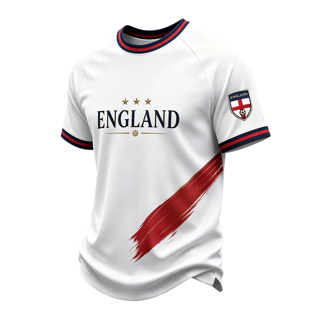 Men's Casual Lightweight Breathable Short Sleeve Crew Neck T-Shirt England 2026 Printed Design Comfortable Fit Sportswear