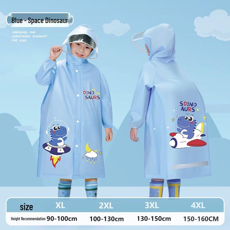 Children s School Rain Poncho with Backpack Slot One Size 2