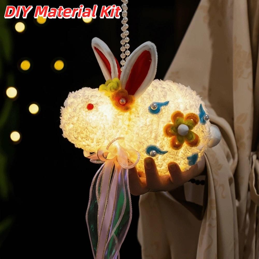 Handmade Plush Bunny Lamp Luminous Mid-Autumn Lantern Rabbit Lantern  Photoshoot Decor