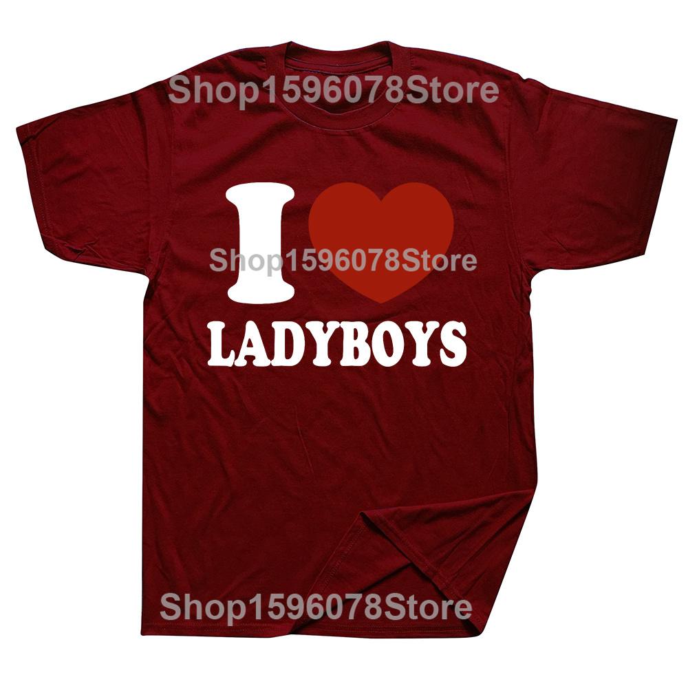 Amo Corazón Ladyboys Divertido Amante de Asia Tailandia Camisetas Ladyboy Moda Hombre Camiseta Casual 100% Algodón Suelta Oversize