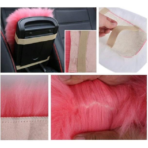Center Console Cover, Console Cover Armrest Pads, Warm Winter Sheepskin Wool