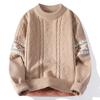 Knit Sweaters for Men Crewneck Loose Fit Lightweight Sweater Men's Casual Twist Textured Patterned Cable Knitted Pullover Sweaters for Christmas