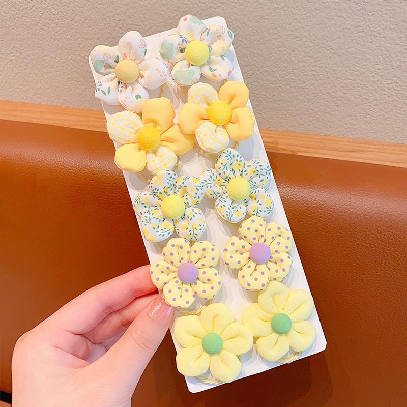 10PCS/Set Sweet Flower Shaped Hair Ties Elastic Hairbands Baby Colorful Ponytail Holders Rubber Band for Toddlers Kids